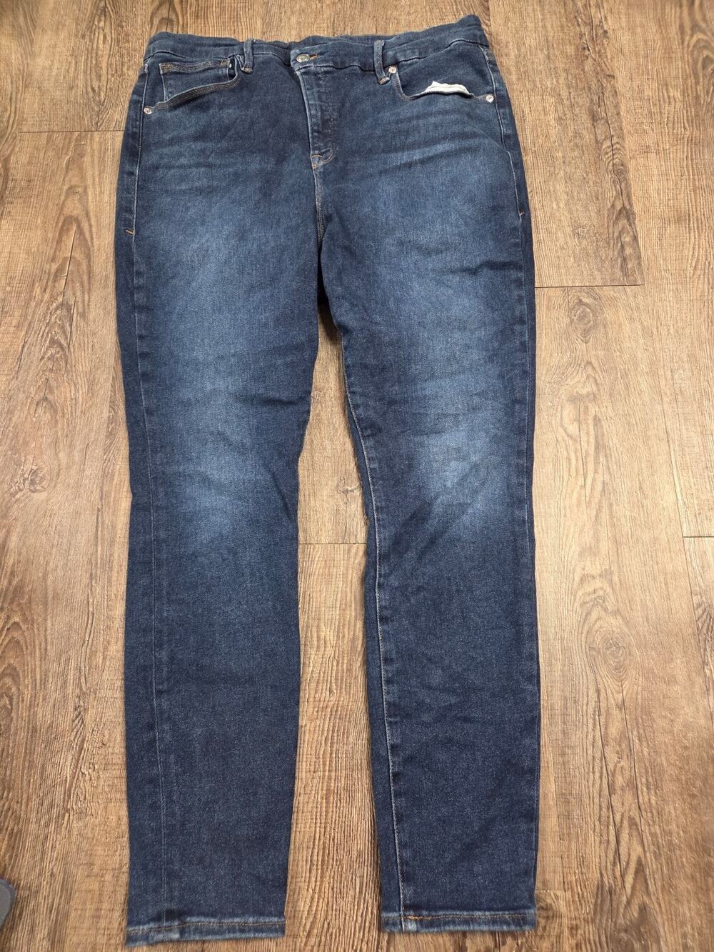 Good American Women's Crossover Waist Skinny Jeans - Dark Wash Blue